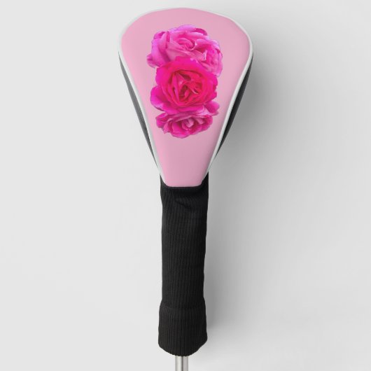 Drie Roze Rozen Golfheadcover (Voorkant)