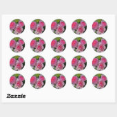 Drie Roze Rozen Ronde Sticker (Vel)