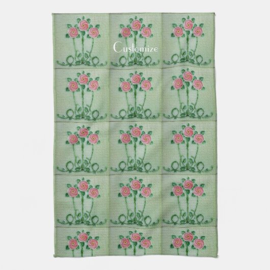 Drie roze rozen Thunder_Cove Theedoek (Verticaal)