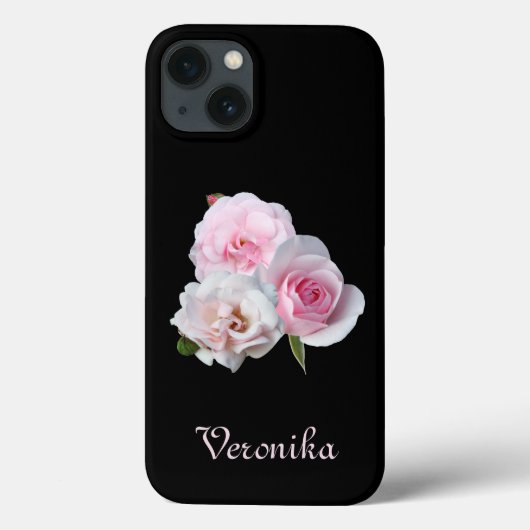 Drie roze rozen. Voeg tekst toe. Case-Mate iPhone Case (Achterkant)