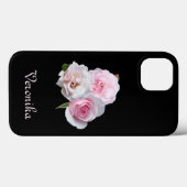 Drie roze rozen. Voeg tekst toe. Case-Mate iPhone Case (Achterkant (horizontaal))