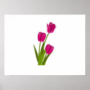 Drie roze tulpen draaien naar rechts Poster