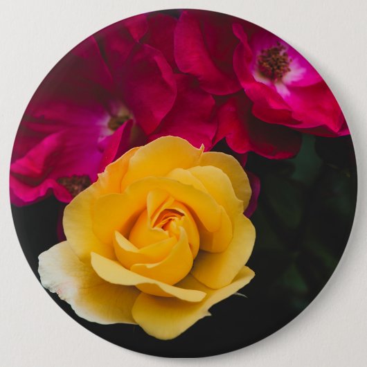 Drie rozen ronde button 6,0 cm (Voorkant)