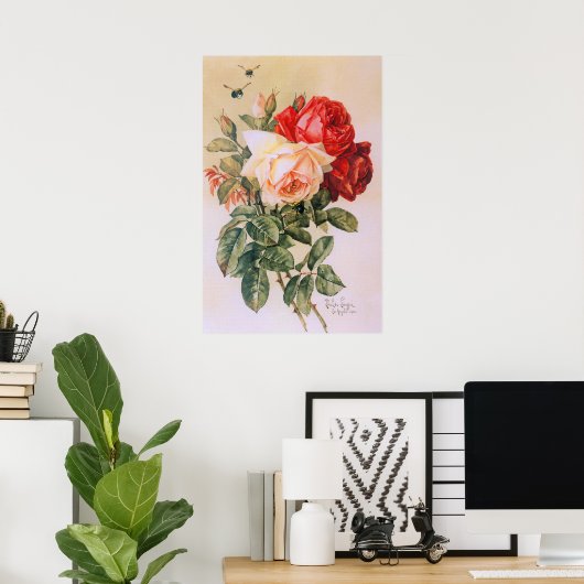 Drie Rozen Vintage Poster (Thuiskantoor)