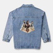 Drie Running Paarden Paardrijden Denim Jacket (Achterkant)