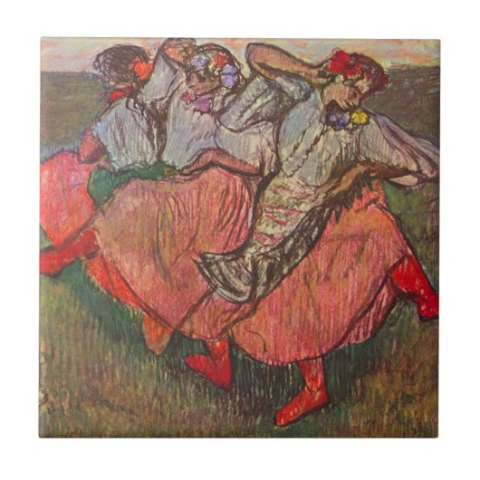 Drie Russische danseressen van Edgar Degas Tegeltje (Voorkant)