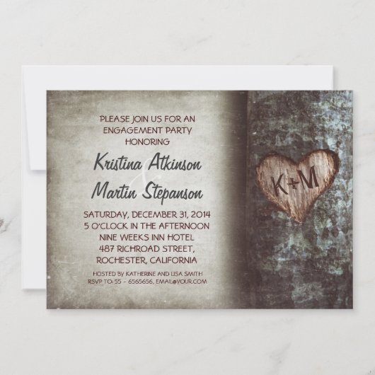 Drie rustieke verlovingsfeestuitnodigingen kaart (Voorkant)