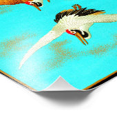 Drie sarus kraan vliegen voor de maan foto afdruk (Hoek)