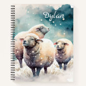 Drie Schapen in Winter Wonderland - Gepersonalisee Notitieboek (Voorkant)