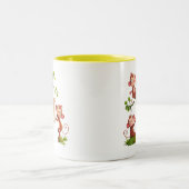 Drie schattige apen en monogrammok tweekleurige koffiemok (Center)
