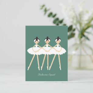 Drie schattige ballerina's , witte jurken  briefkaart