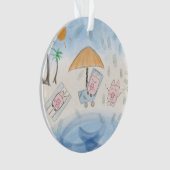 Drie schattige biggen op het strand ornament (voorkant)