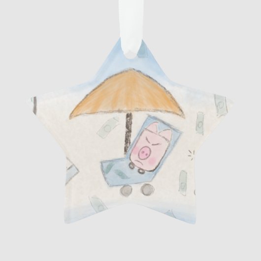 Drie schattige biggen op het strand ornament (voorkant)