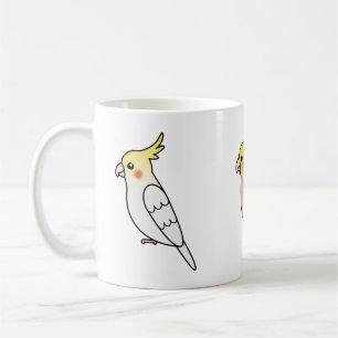 Drie schattige cockatiel-cartoonvogels koffiemok