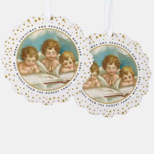 Drie schattige engelen kerstvakantie foto ornament kaart