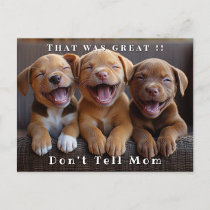 Drie schattige grappige lachende puppy's briefkaart