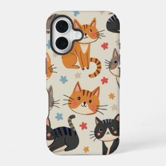 Drie schattige kattentelefoonhoesjes iPhone 16 hoesje