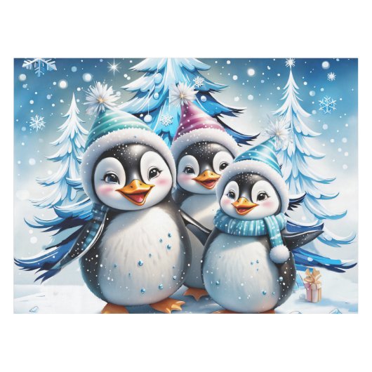 Drie schattige pinguïns tafelkleed (Voorkant (Horizontaal))