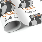 Drie Schattige Puffin Permanent Cartoon Cadeaupapier (Rol Hoek)