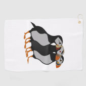 Drie Schattige Puffin Permanent Cartoon Golfhanddoek (Horizontaal)