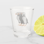 Drie Schattige Puffin Permanent Cartoon Shot Glas (Achterkant)