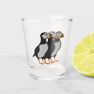 Drie Schattige Puffin Permanent Cartoon Shot Glas