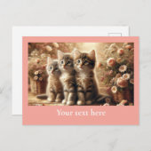 Drie Schattige Tabby Kittens met bloemen Briefkaart (Voorkant / Achterkant)