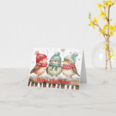 Drie Schattige vogels Kaart (Gele Bloem)