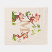 Drie Schattigee apen en een gouden monogram op ivo Fleece Deken (Voorkant (Horizontaal))