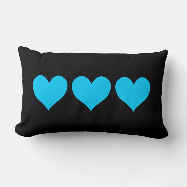 Drie Schattigee Aqua Blue Hearts Kussen (Voorkant)