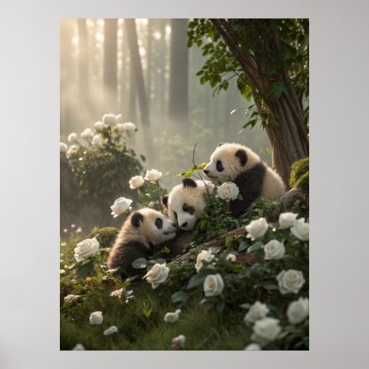 Drie Schattigee panda's Poster (Voorkant)