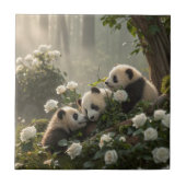 Drie Schattigee panda's Tegeltje (Voorkant)
