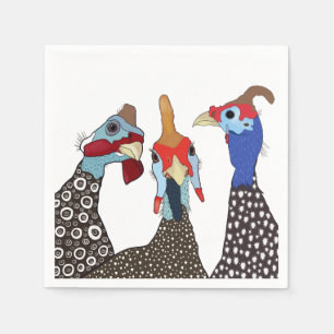 Drie Schattigee parelhoenvogels Servet