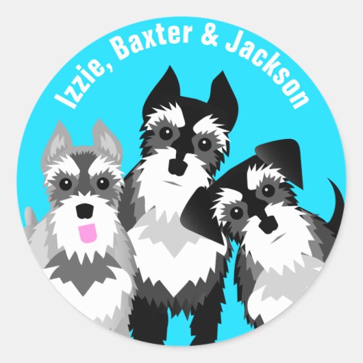 Drie Schattigee Schnauzers Ronde Sticker (Voorkant)