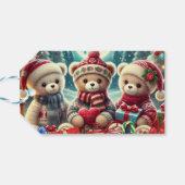 Drie Schattigee teddyberen vrolijk kerstfeest Cadeaulabel (Achterkant Horizontaal)