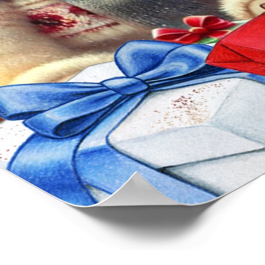 Drie Schattigee teddyberen vrolijk kerstfeest Poster (Hoek)