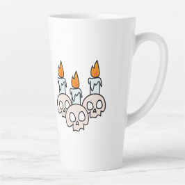 Drie schedels met brandende kaarsen latte mok