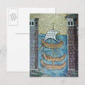 Drie schepen die de haven van Ravenna binnenvaren Briefkaart (Voorkant / Achterkant)