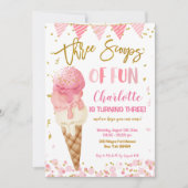 Drie schepjes Fun Ice Cream 3e Verjaardagsfeest Kaart (Voorkant)