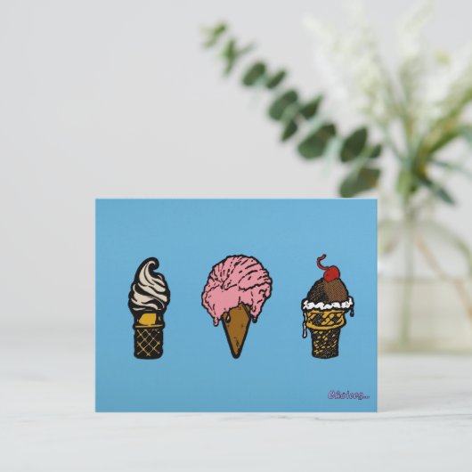 "DRIE SCOOPS" BRIEFKAART (Staand voorkant)