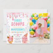 Drie Scoops Girls Ice Cream 3e verjaardag Kaart (Voorkant)