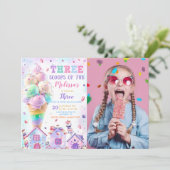 Drie Scoops van Fun Ice Cream Verjaardag Foto Kaart (Staand voorkant)