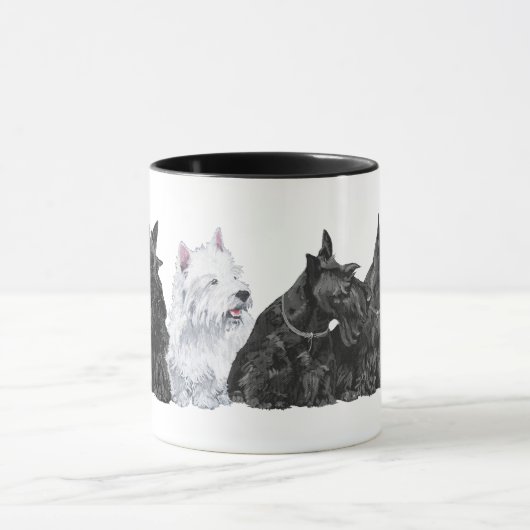 Drie Scotties & een Westie Mok (Midden)