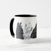 Drie Scotties & een Westie Mok (Voorkant links)