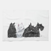 Drie Scotties en een Westie Theedoek (Horizontaal)