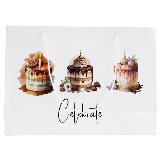 Drie Scrumptious Cakes Custom Gift Bag Groot Cadeauzakje (Achterkant)