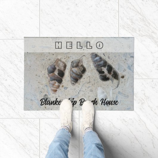 Drie Seashells in Concrete Beach House Custom Deurmat (Binnen)