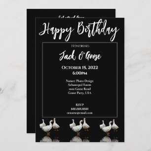 DRIE SEBASTOPOL GEESE ZWARTE BIRTHDAY-INVITATIE KAART