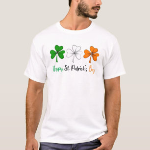 Drie Shamrocks Ierland Ierse vlag Happy St Patric T-shirt
