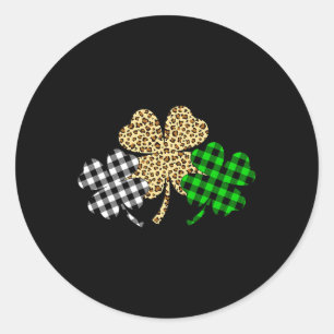 Drie Shamrocks Leopard Buffalo Pset St Patrick D Ronde Sticker